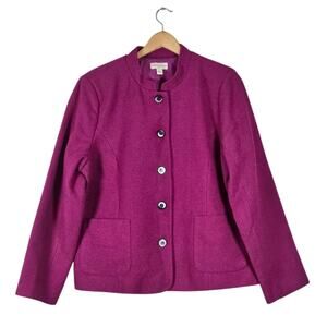 NWOT Appleseed's Wool Blend Magenta Mandarin Collar Blazer Jacket, Size 18